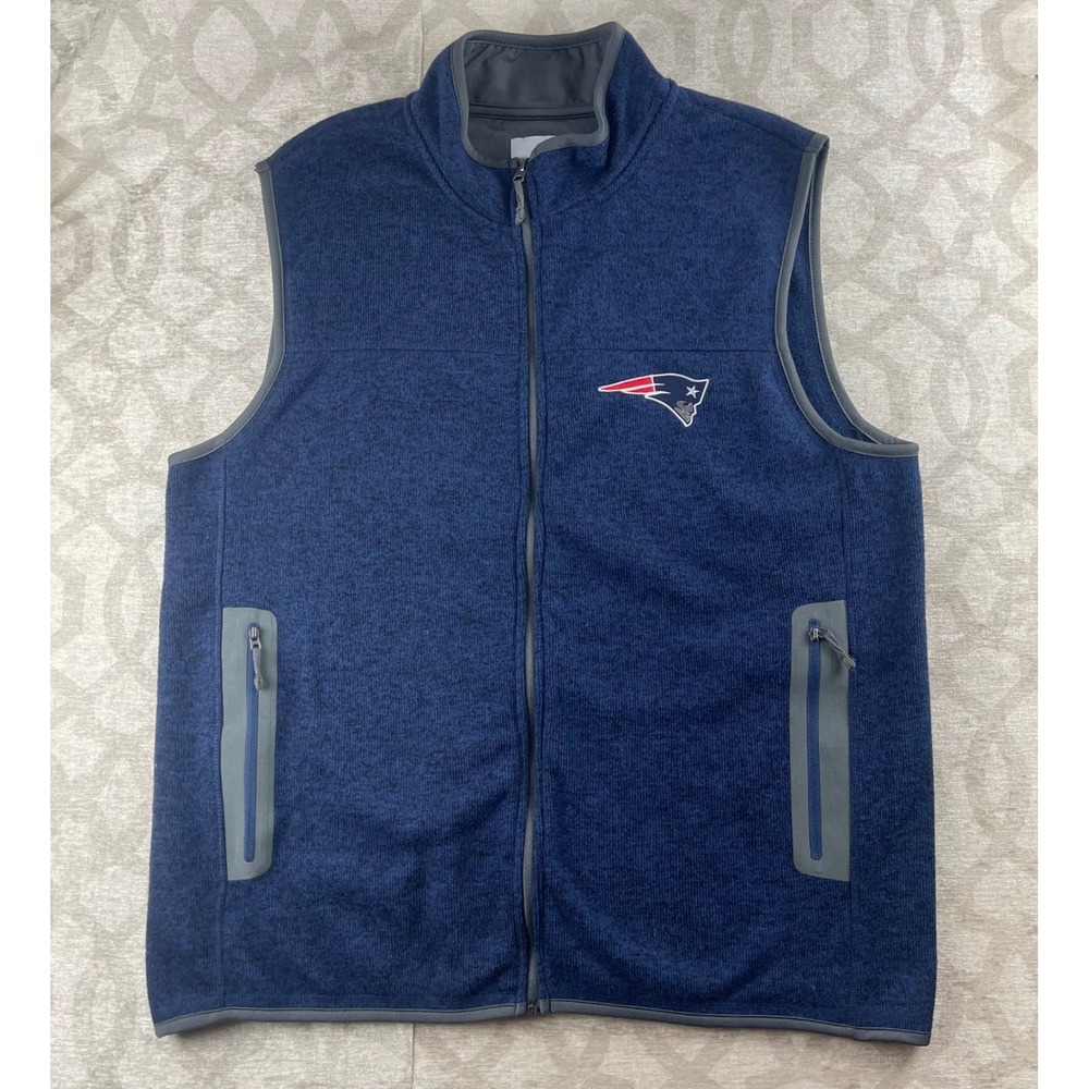 NFL Team Apparel New England Patriots Mens XL Blue Fleece Full Zip Vest